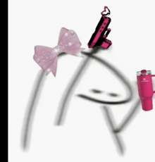 a drawing of a bow , a gun , and a mug .