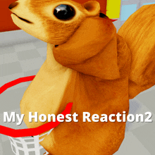 a picture of a squirrel with the words " my honest reaction " written below it