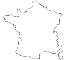 a black and white drawing of a map of france .