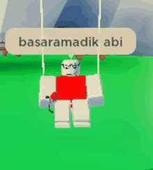 a cartoon character is holding a red rose and has a sign that says basaramadik abi