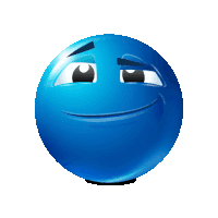 a blue ball with a smiley face on it 's face