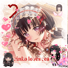a picture of a girl with the words " rinko loves tea "