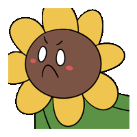 a cartoon drawing of a sunflower with an angry look on its face