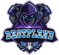 a logo for bestplend with a hooded figure and a mouse