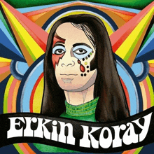 a colorful painting of a woman with the name ekin koray on the bottom