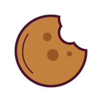 a cartoon drawing of a cookie with a bite taken out of it