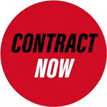 a red circle with the words contract now in white letters