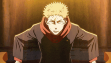 a cartoon character with a yellow haired head and a black shirt