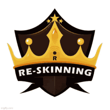 a logo for re-skinning shows a crown on a shield