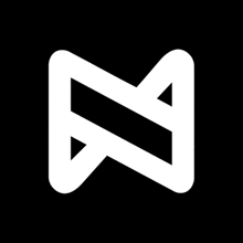 a white symbol on a black background that looks like a triangle .