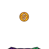 a cartoon drawing of a girl with green hair and a dollar sign above her head