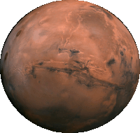 a close up of a red planet with a white background