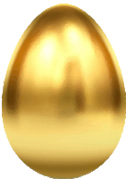 a gold egg with a white background is shiny