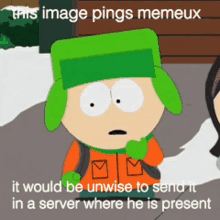 a picture of a cartoon character with the caption " this image pings memeux " on the bottom