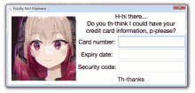 a totally not malware window with a picture of a girl