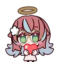 a cartoon of a girl with glasses holding a red heart