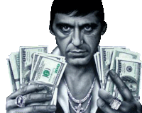 a man is holding a bunch of money in his hands