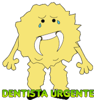 a cartoon drawing of a monster with the words dentista urgente underneath it