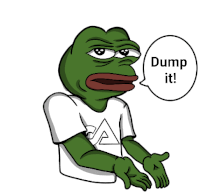 a frog wearing a white shirt says dump it in a speech bubble