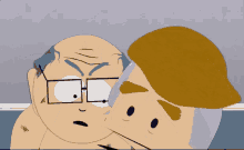 a cartoon of a man with glasses being punched in the face by another man