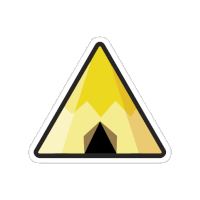 a sticker of a yellow triangle with a black border