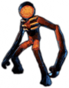 a cartoon character with long arms and legs is standing on a white surface .