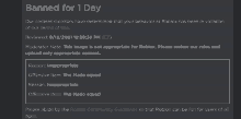 a screenshot of a banned for 1 day page