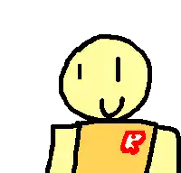 a pixel art drawing of a yellow roblox character