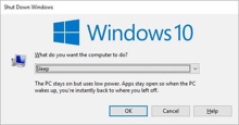 a screenshot of the shut down window in windows 10 .