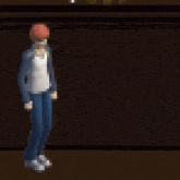 a pixelated image of a man holding a sword