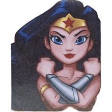 a picture of wonder woman with her arms crossed and a star on her head