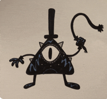 a drawing of bill cipher from gravity falls with a rope around his neck