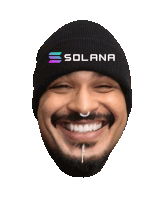 a man wearing a black beanie that says solana