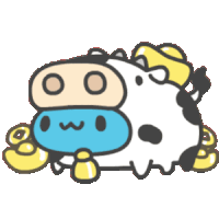 a cartoon drawing of a cow with a blue mouth