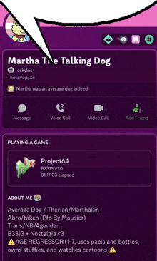 a screenshot of martha the talking dog 's account