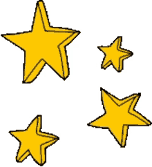 four yellow stars on a white background with a black outline