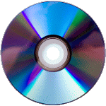 a blue cd with a white circle in the center