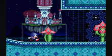 a sonic the hedgehog video game scene with a castle and flowers