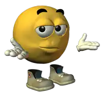 a cartoon smiley face with a pair of shoes on its feet