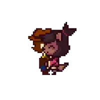 a pixel art of a cowboy and a girl kissing