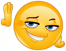 a cartoon smiley face is giving a high five with his hand .