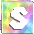 the letter s is on a rainbow background in a square .