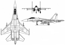 a black and white drawing of a fighter jet from three different angles on a white background .