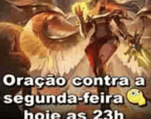 a cartoon of a woman riding a horse with the words `` oração contra a segunda-feira hoje as 23h ''