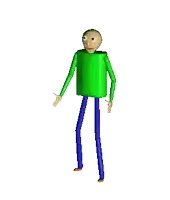 a green cartoon character with long blue legs