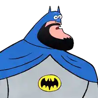 a cartoon batman with a beard and a cape