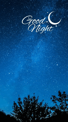 a picture of a night sky with the words good night