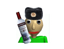 a bottle of smirnoff vodka is next to a cartoon character