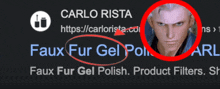 a picture of a man with the words faux fur gel polish circled in red