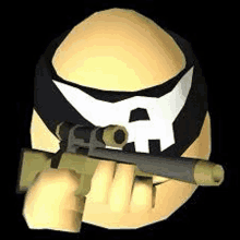 a cartoon character is holding a sniper rifle in his hand .